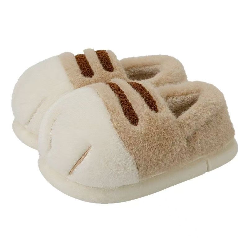 Women‘s autumn and winter cute cat paw cotton shoes/slippers/fleece-lined and thickened/adorable for couples/suitable for both outdoor and indoor home use