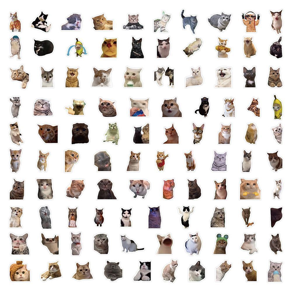 Cat meme stickers cute funny quirky cat Instagram style emoticon material for journals and scrapbooks