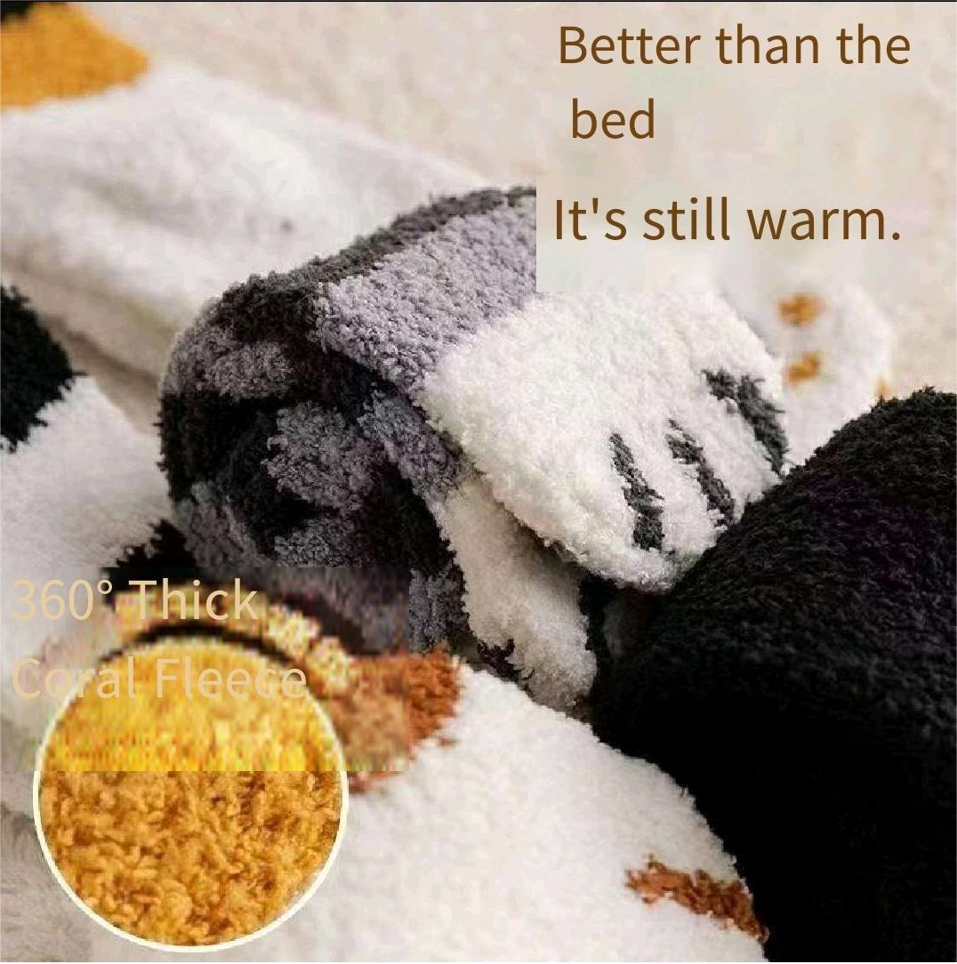 Fluffy Socks for Women, Women's winter socks, thickened and fleece-lined, cute cat paw socks, fluffy for winter, maternity sleep and floor socks