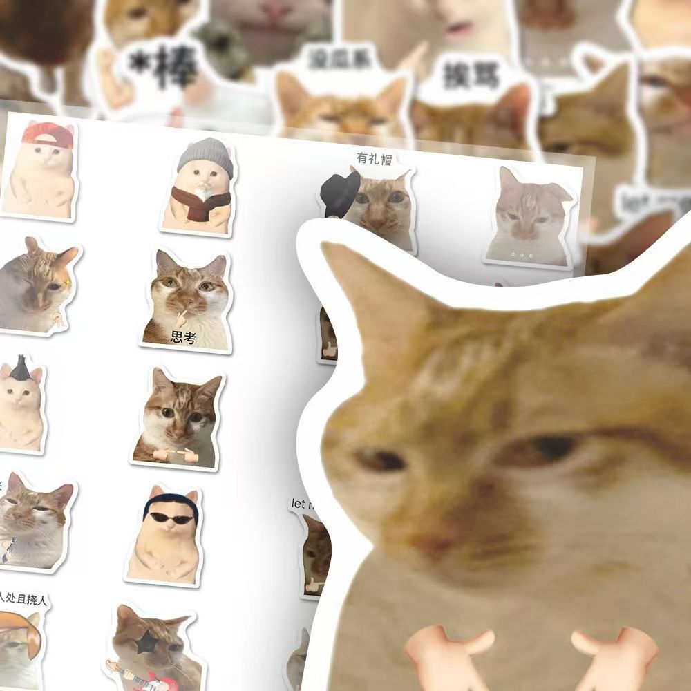 Cat meme stickers cute funny quirky cat Instagram style emoticon material for journals and scrapbooks