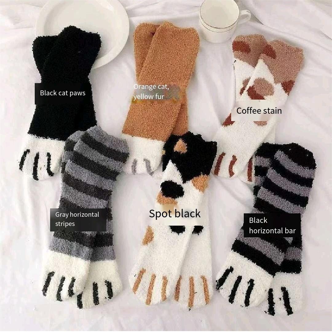 Fluffy Socks for Women, Women's winter socks, thickened and fleece-lined, cute cat paw socks, fluffy for winter, maternity sleep and floor socks